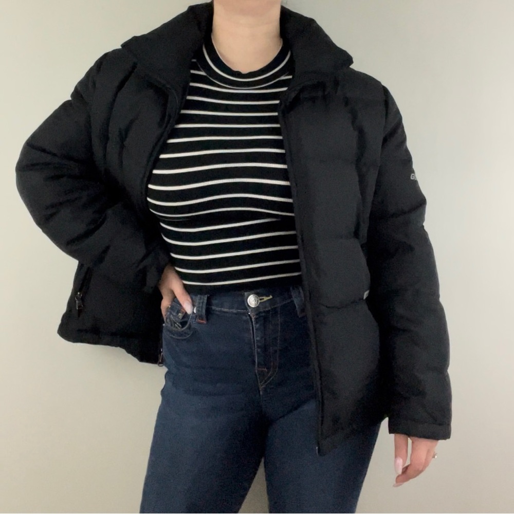 GUESS Vintage Y2K Black Mock Neck Zip Up Down Puffer Winter Jacket